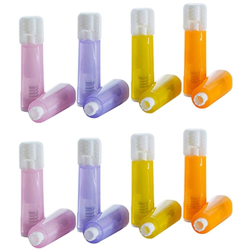 Mehrfarbige Sicherheitslanzetten. Verschiedene Farben: Rosa, Lila, Gelb und Orange. Zylindrische Form mit weißem Aufsatz und separater Kappe.