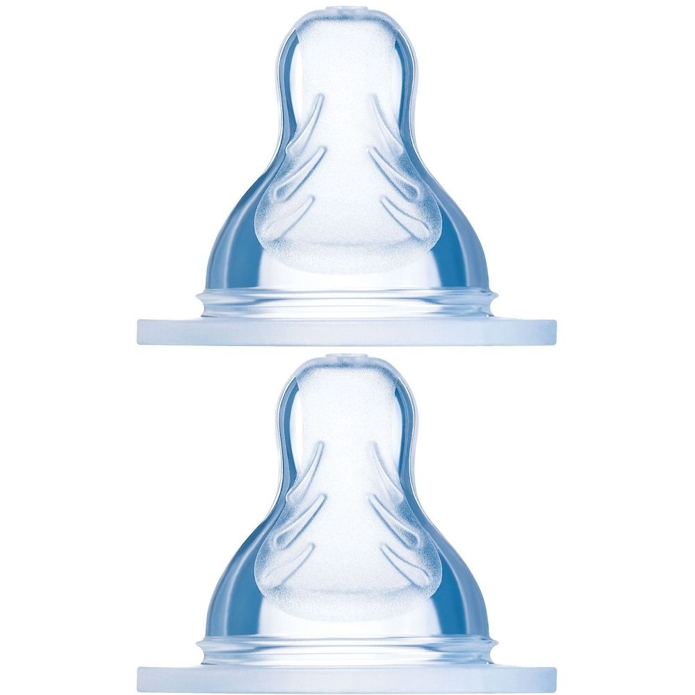 Zwei transparente Silikonsauger mit breiter Basis. Die Sauger haben eine tropfenförmige Form mit geriffelter Oberfläche.