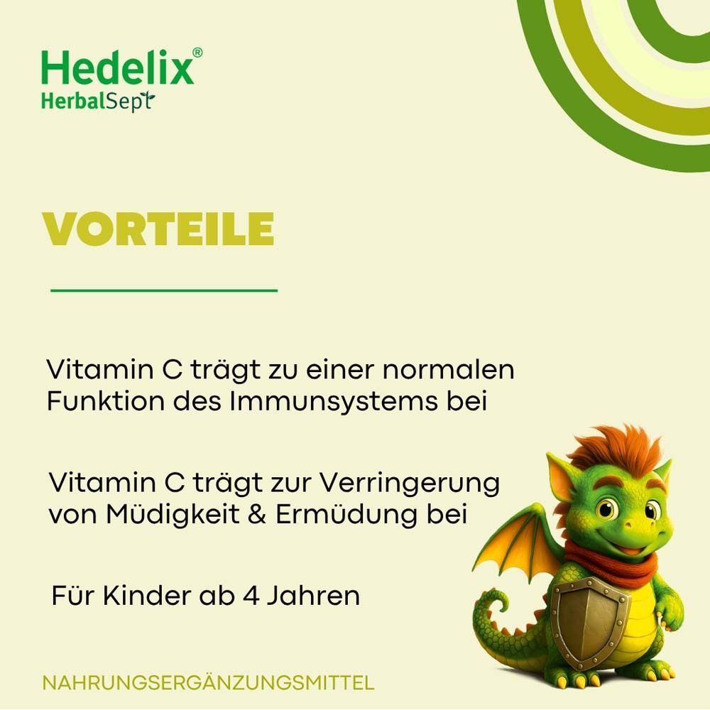 Vorteile von Hedelix Immun Lutschen: Vitamin C für Immunsystem, Müdigkeitsreduktion, für Kinder ab 4.