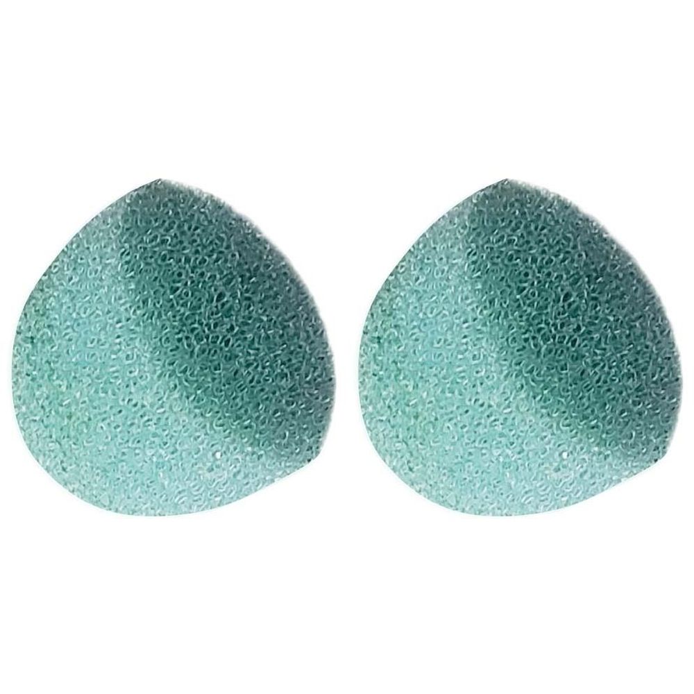 Zwei hellgrüne, tropfenförmige Ersatzfilter. Die Filter haben eine poröse Oberfläche und sind vor weißem Hintergrund platziert.