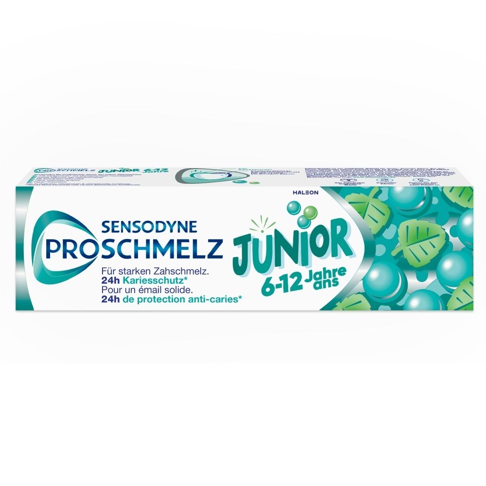 Sensodyne ProSchmelz Junior Zahnpasta für Kinder von 6-12 Jahren.