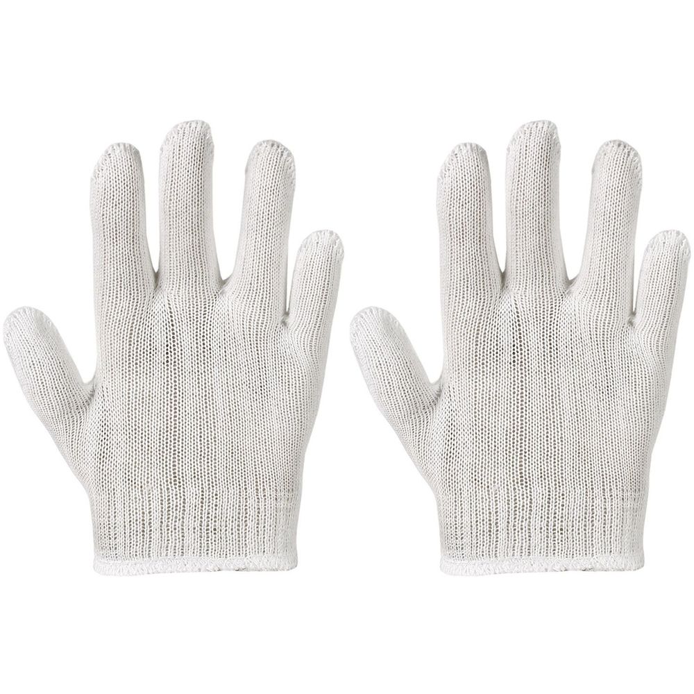 Zwei weiße Baumwoll-Fingerhandschuhe. Gestricktes Material mit Manschette. Gr. 2.