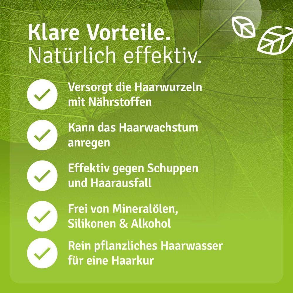 Casida Rosmarinwasser Flasche mit Liste von Vorteilen für Haarwachstum und Kopfhaut.