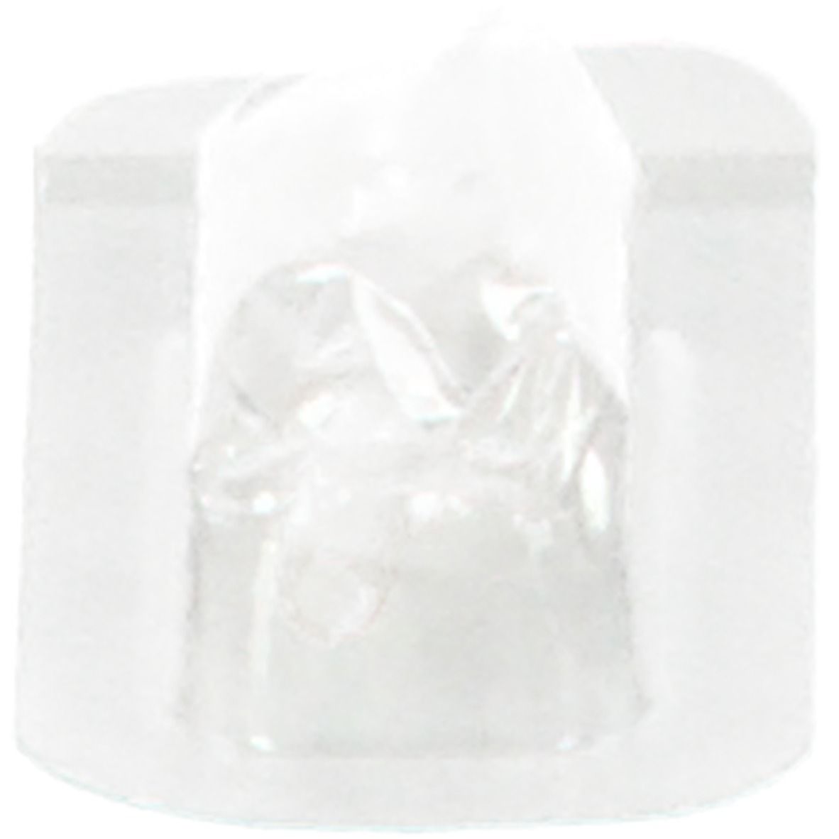 Transparenter Adapter in einer transparenten Verpackung. Die Verpackung ist rechteckig mit abgerundeten Ecken.