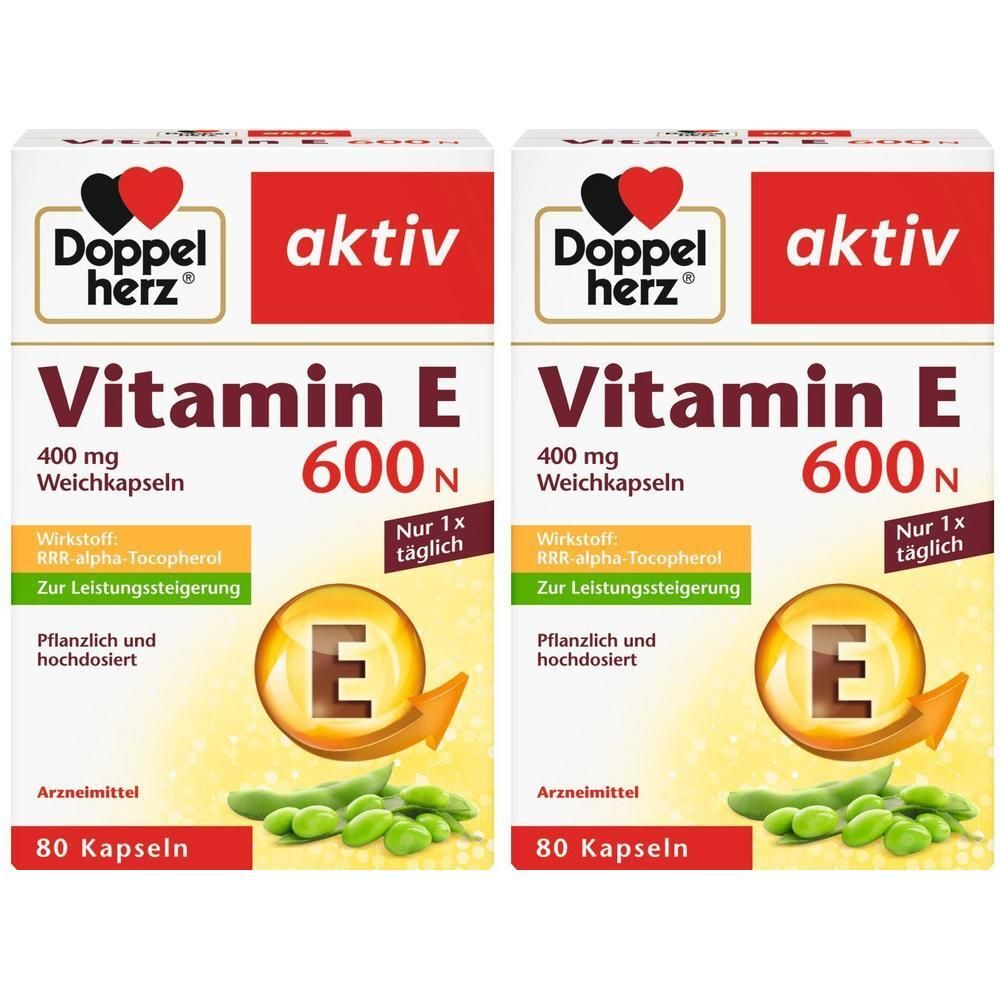 Doppelherz Vitamin E 600 N Weichkapseln 2x 2x80 St