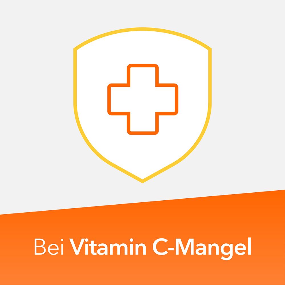 Symbol eines Schutzschildes mit Kreuz für Vitamin C-Mangel.