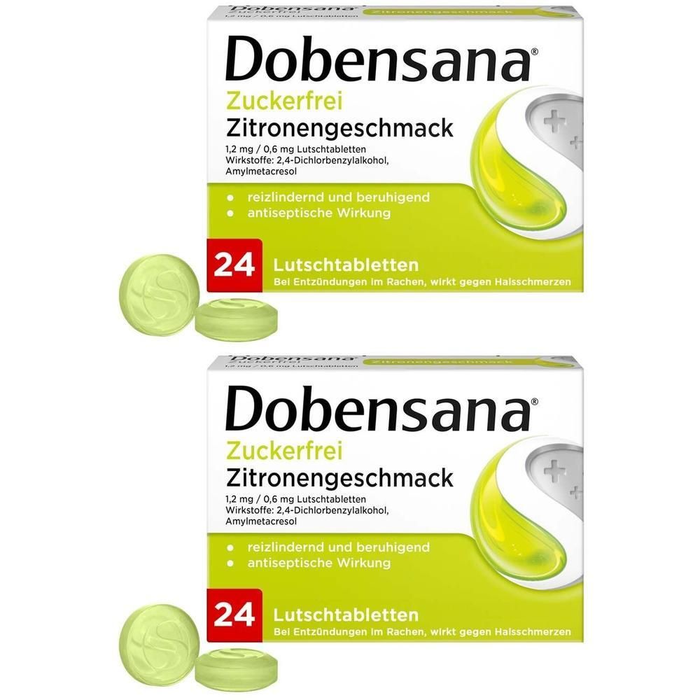 Dobensana zuckerfrei Zitronengesc.1,2mg/0,6mg Lut. 2x 2x24 St Lutschtabletten
