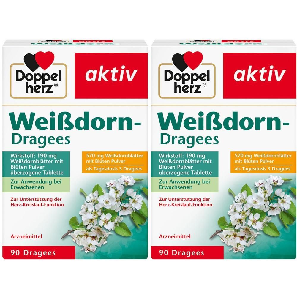 Doppelherz Weißdorn Dragees 2x 2x90 St Überzogene Tabletten