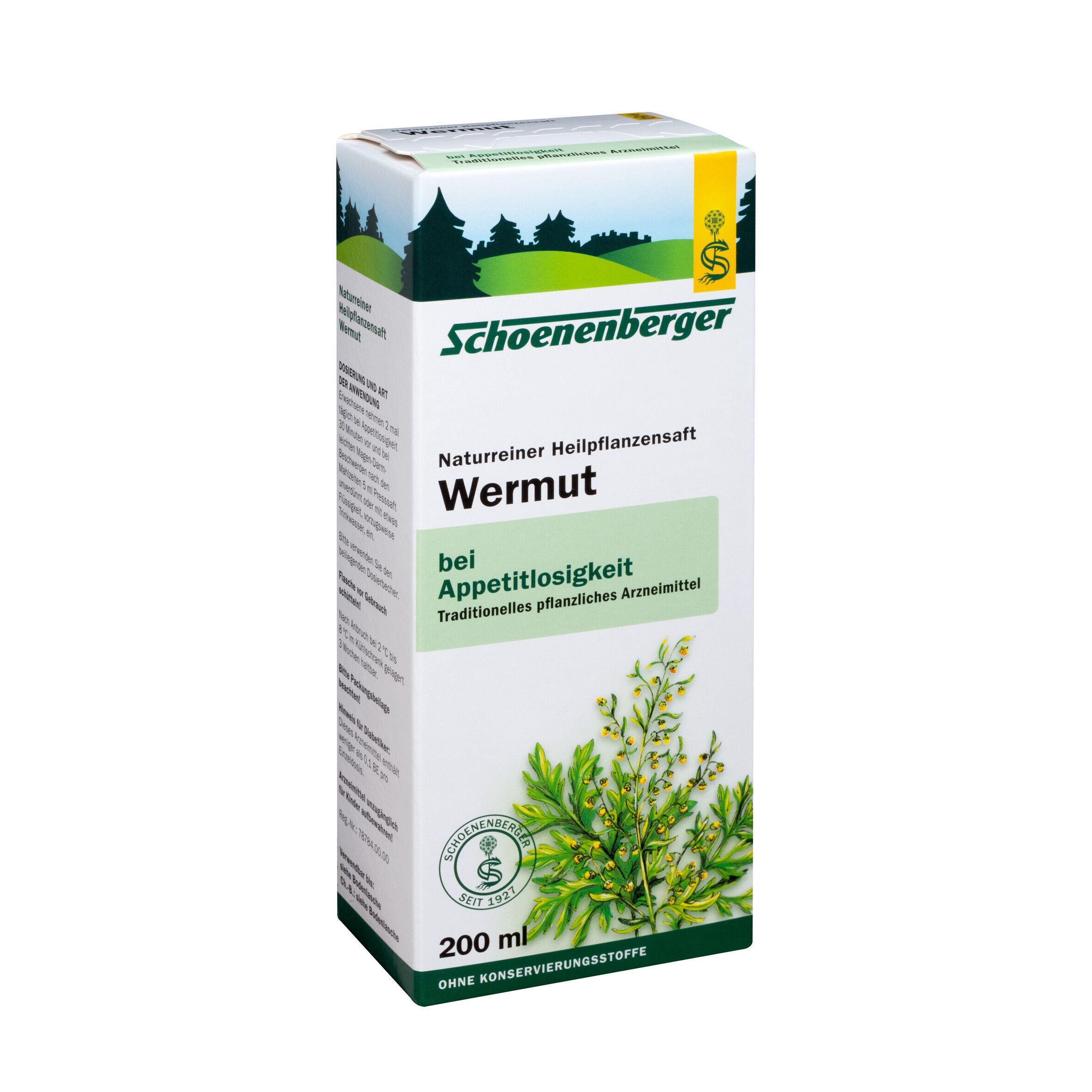 Verpackung mit Produktbezeichnung. Weißer Hintergrund. Grün-weiße Verpackung.