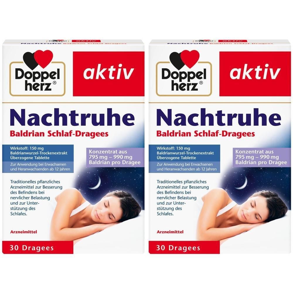 Doppelherz Nachtruhe Baldrian Schlaf-Dragees 2x 2x30 St Dragees