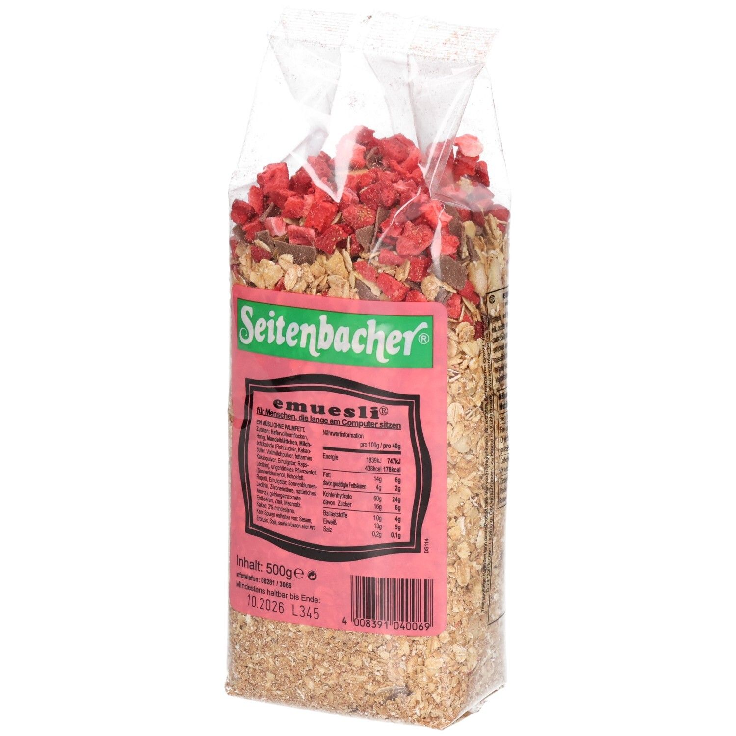 Seitenbacher E-Müsli m.Erdbeeren 500 g Müsli