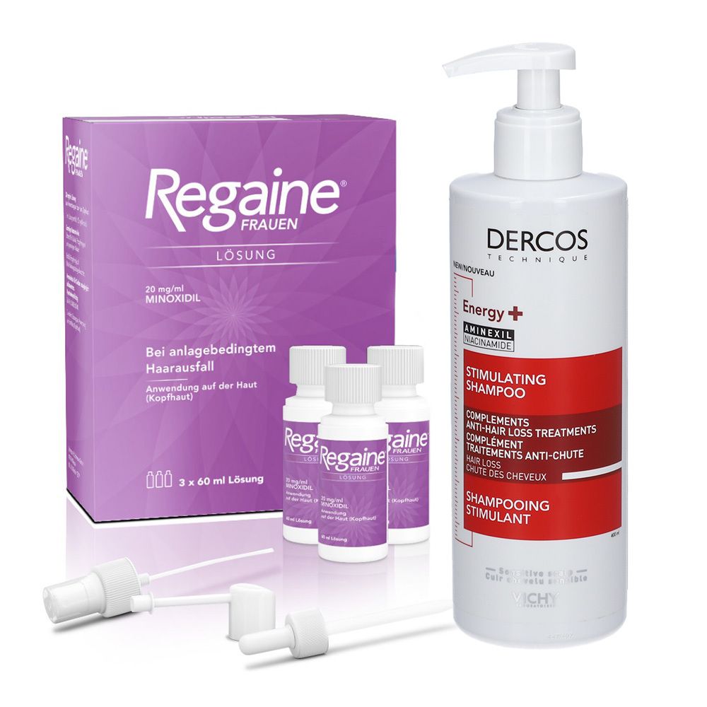 Regaine Frauen 20 mg/ml Lsg.z.Anw.a.d.Kopfhaut + Vichy Dercos Vital-Shampoo m.Aminexil 1 St