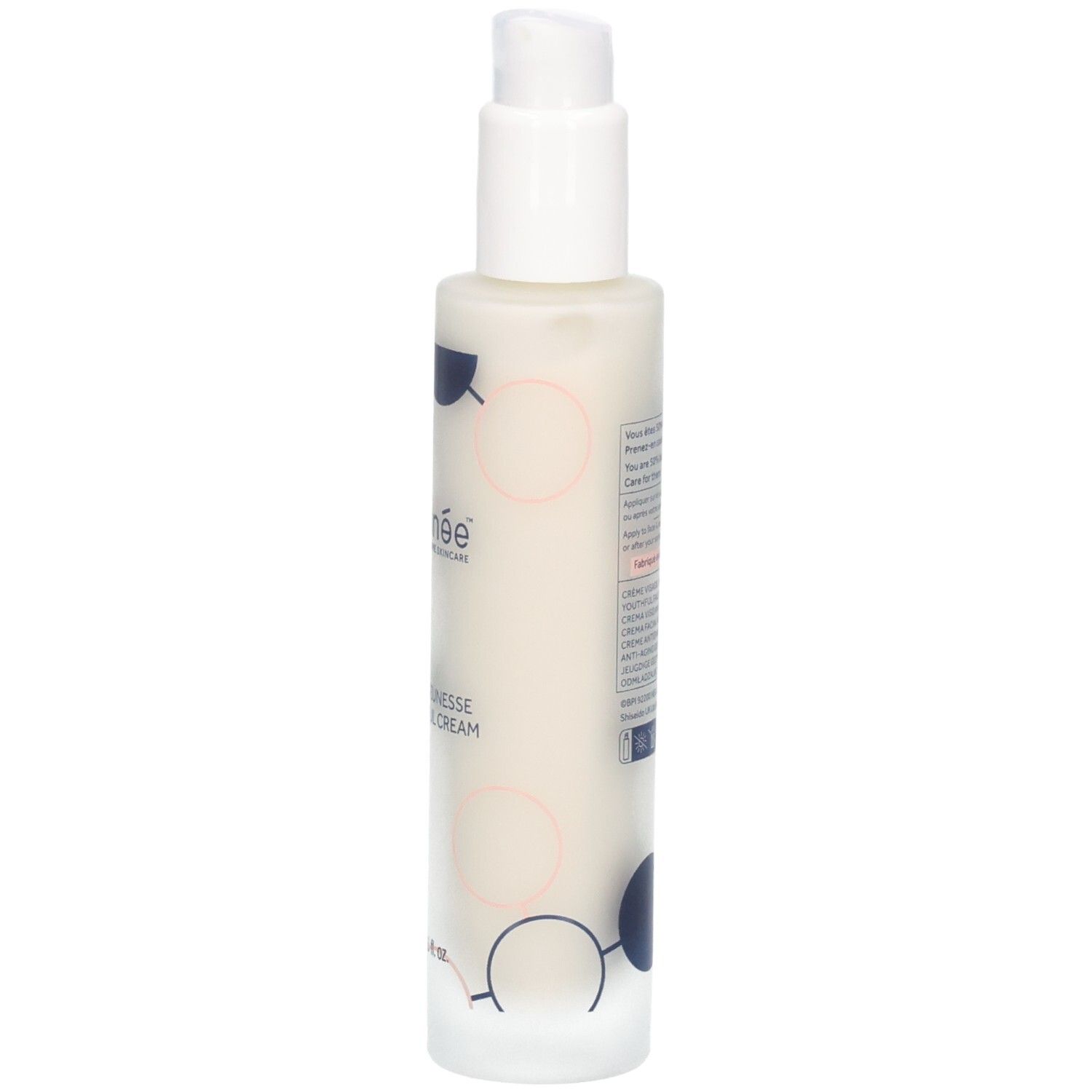 Weiße Flasche mit Pumpe. Aufschrift: gallinée, Crème Jeunesse Youthful Cream. 50 ml.