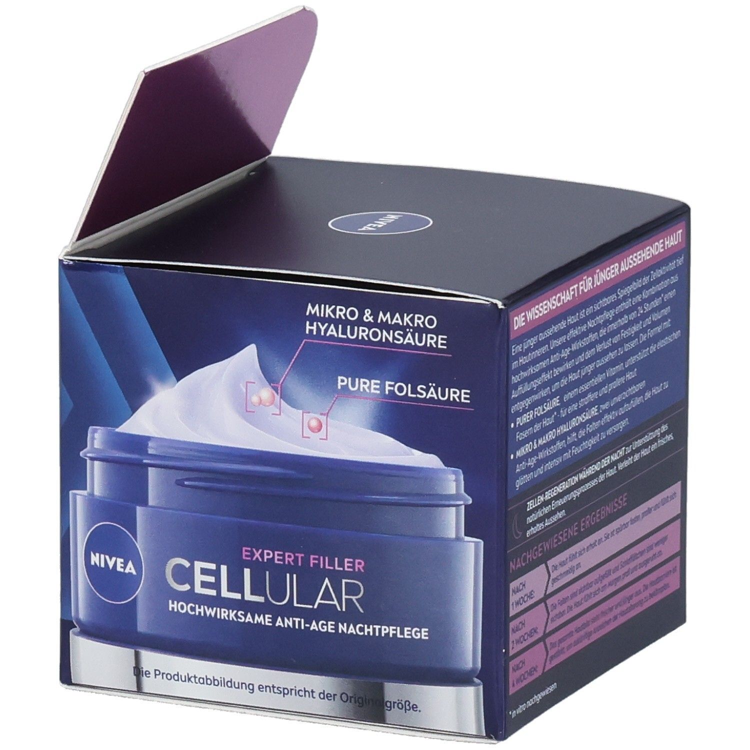 Verpackung von NIVEA Cellular Expert Filler Nachtpflege. Produktbild und Informationen.