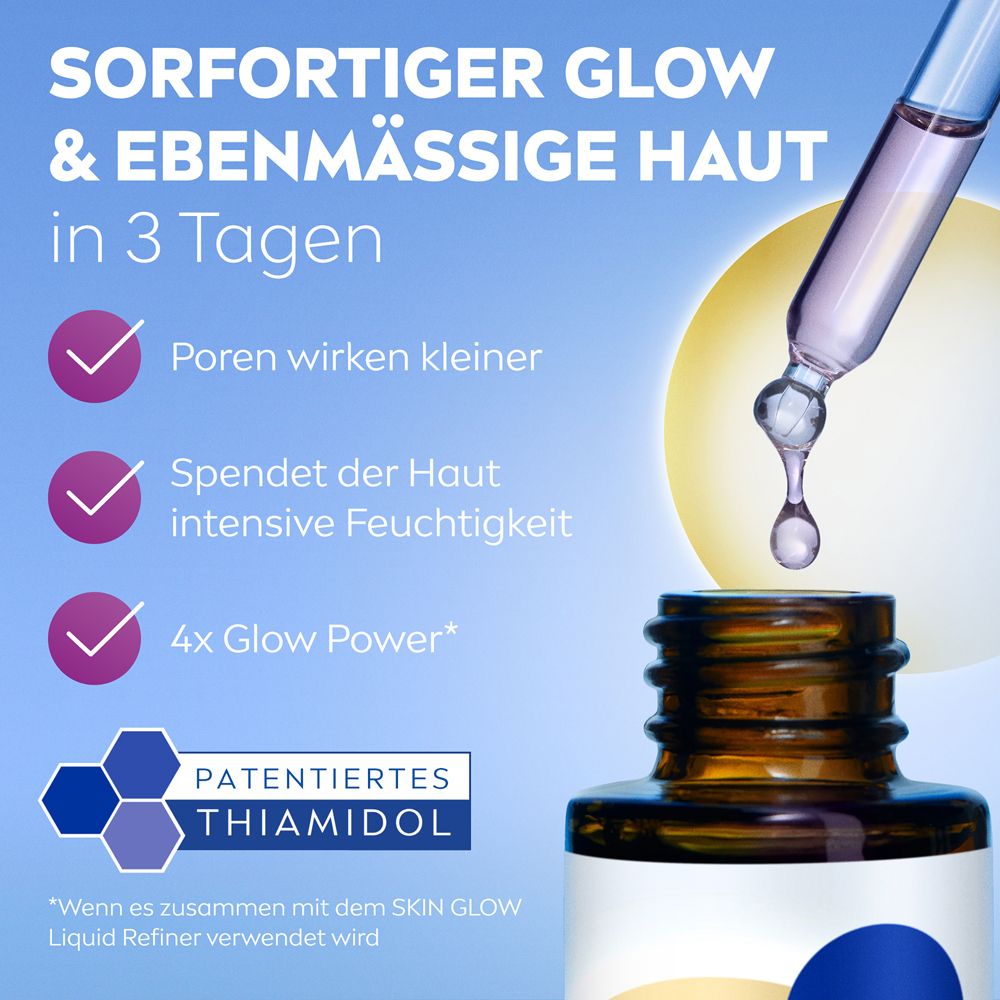 Nahaufnahme des NIVEA LUMINOUS630® Instant Glow Serums mit Pipette und patentiertem Thiamidol.
