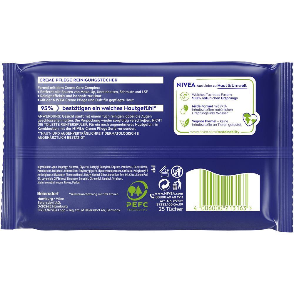 NIVEA Reinigungstücher Creme Pflege - Jetzt 5€ Rabatt mit dem Code nivea5*