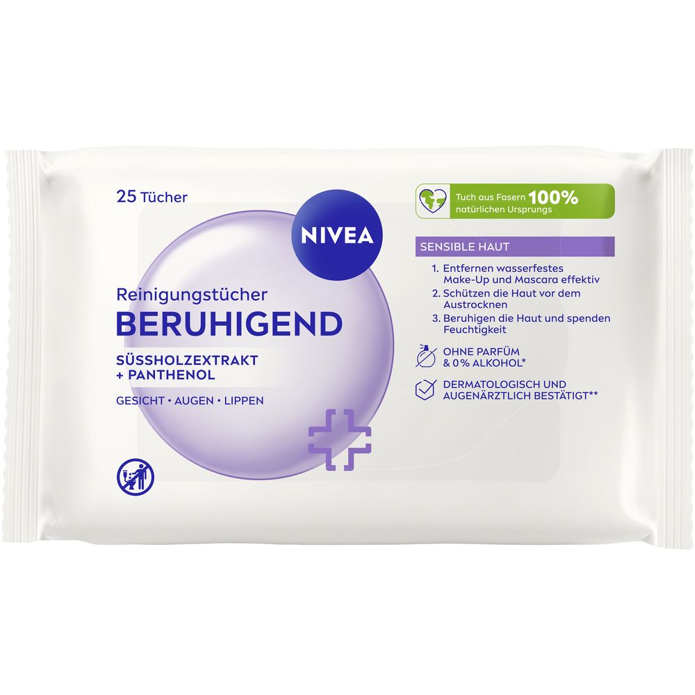 Nivea Beruhigende Reinigungstücher 3in1 Sensitive Haut 25 Stück St