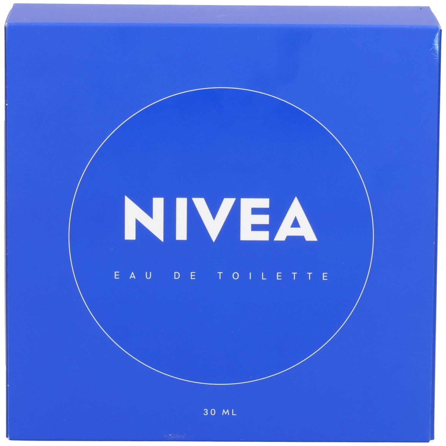 Blaue Verpackung mit NIVEA-Logo und Schriftzug Eau de Toilette. 30 ml.