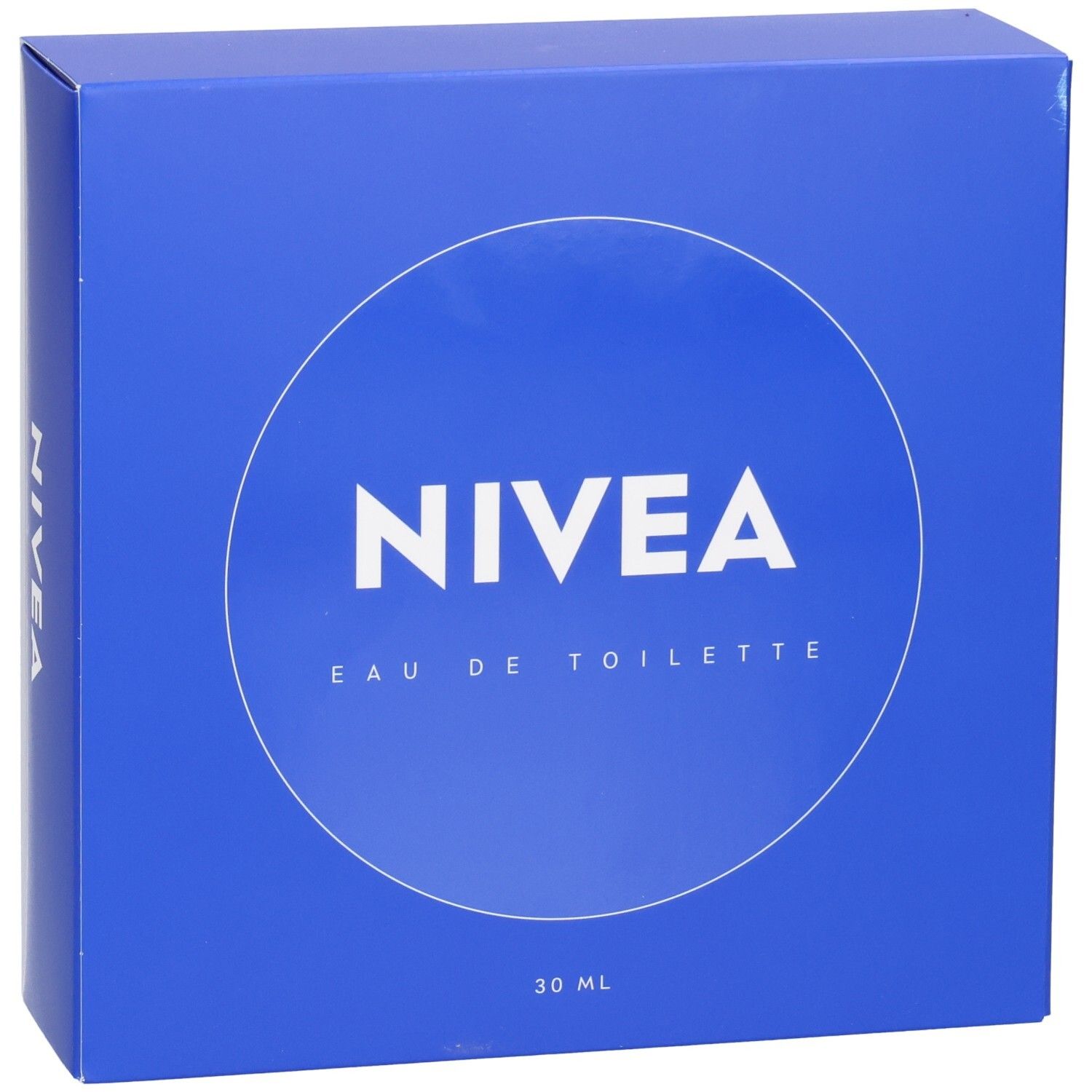 Blaue Verpackung mit NIVEA-Logo und Schriftzug Eau de Toilette. 30 ml.