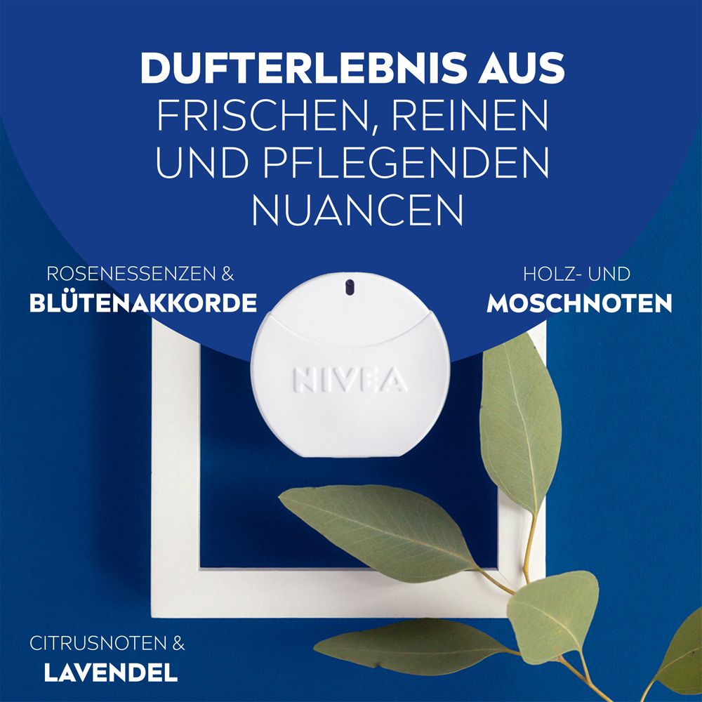 Nivea Eau de Toilette Flakon mit Duftnoten von Rosen, Zitrus und Lavendel.