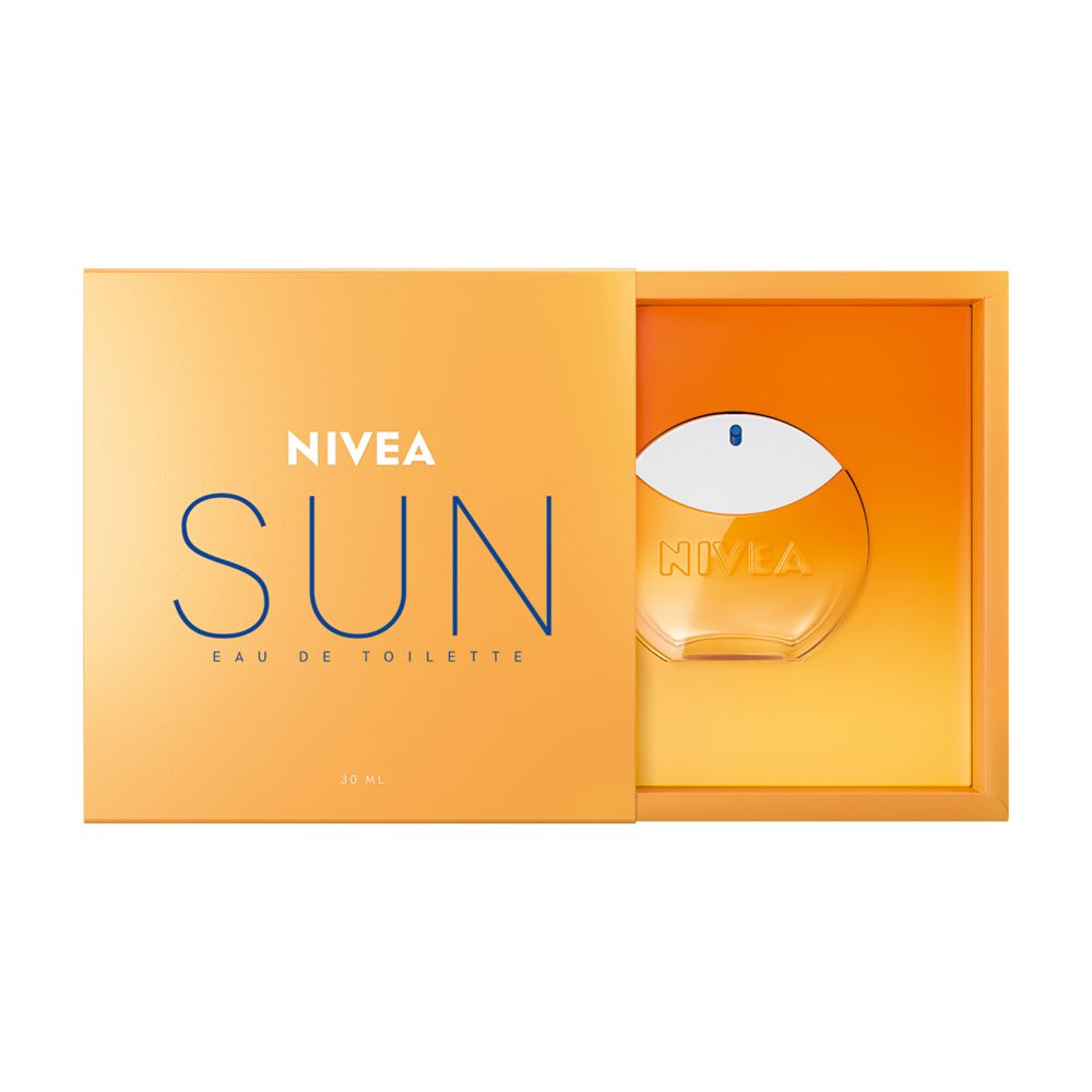NIVEA SUN Eau de Toilette Geschenkbox mit herausziehbarem Fach für den Flakon.