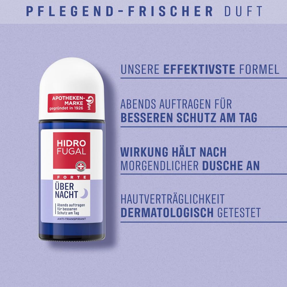 Hidrofugal Forte Über Nacht Roll-on mit Text zu "Unsere effektivste Formel".