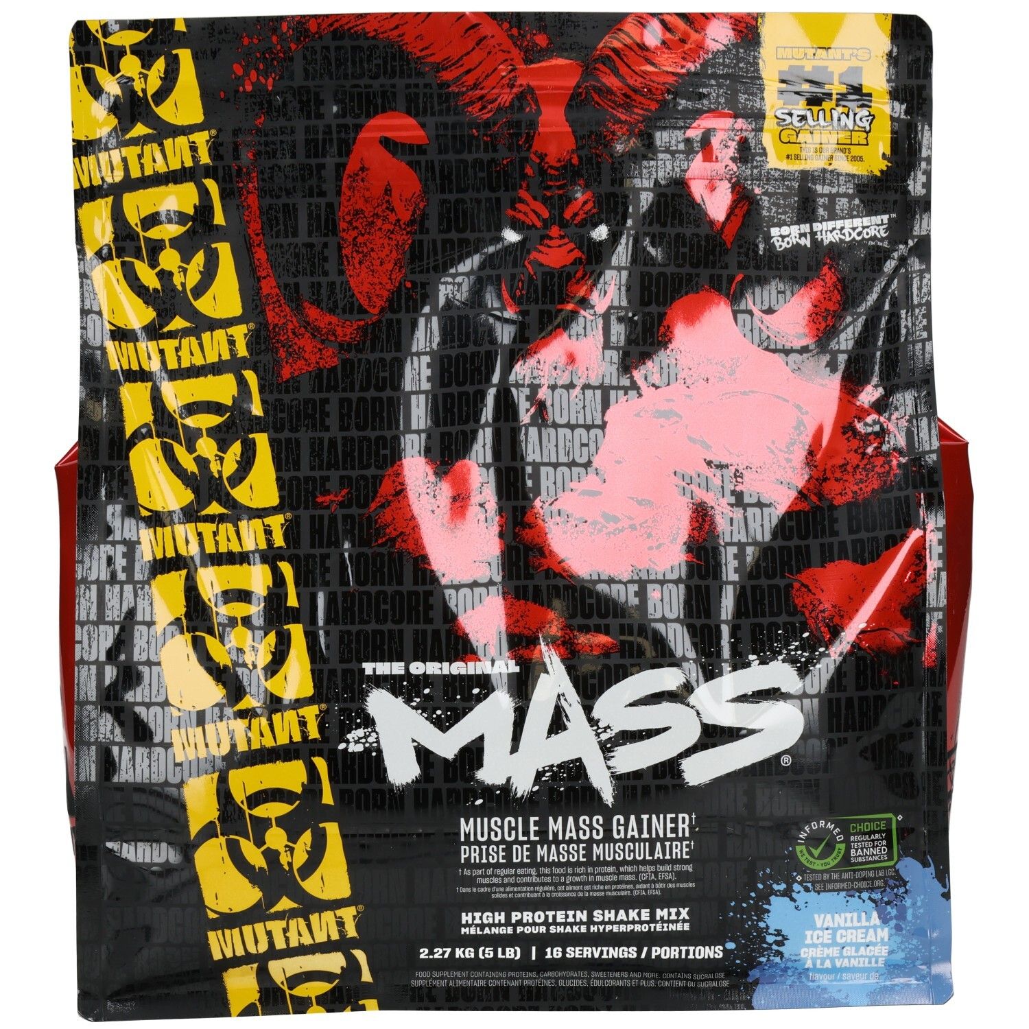 Großer Beutel Mutant Mass Muskelaufbau-Pulver, Vanille-Eiscreme-Geschmack.