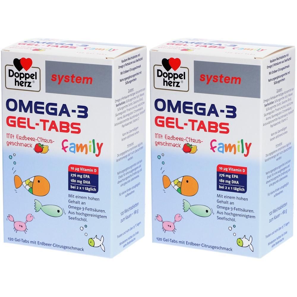 Doppelherz Omega-3 Gel-Tabs family Erdb.Cit.system x2 2x120 St Kautabletten