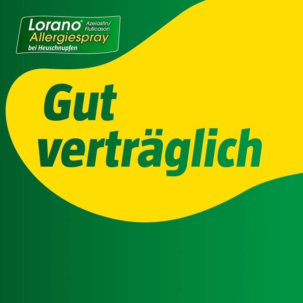 Werbung für Lorano Allergiespray. Text: Gut verträglich.