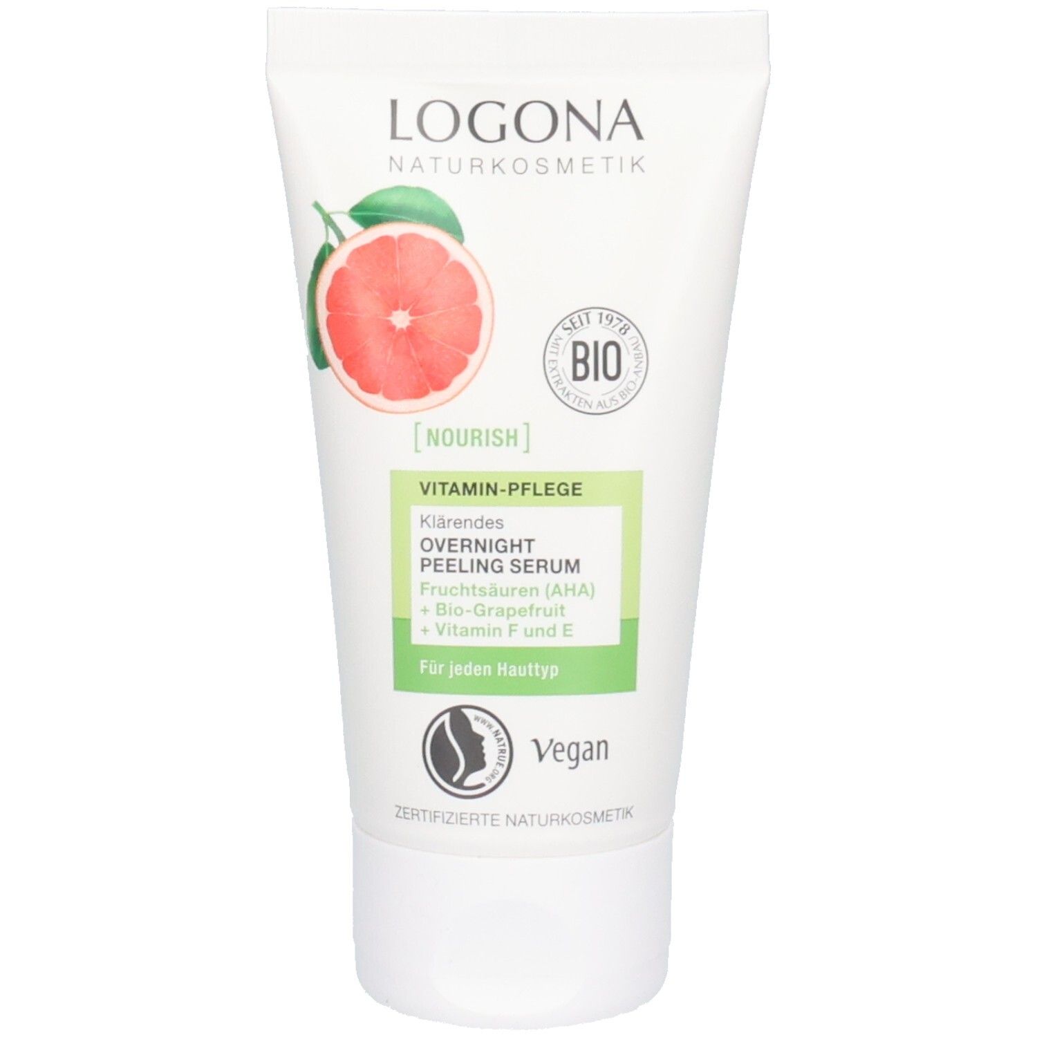 Nourish Klärendes Overnight Peeling Serum mit Bio-Grapefruit, Fruchtsäure (Aha) und Vitami 50 ml