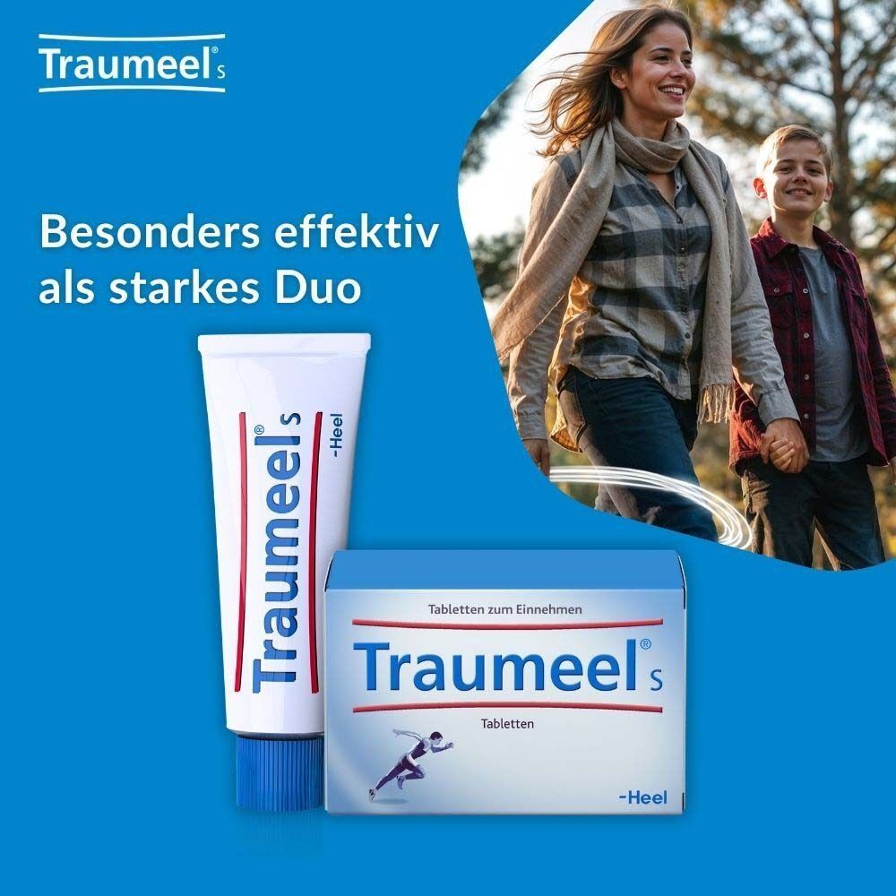 Tube und Schachtel Traumeel S. Text: Besonders effektiv als starkes Duo. Heel-Logo.