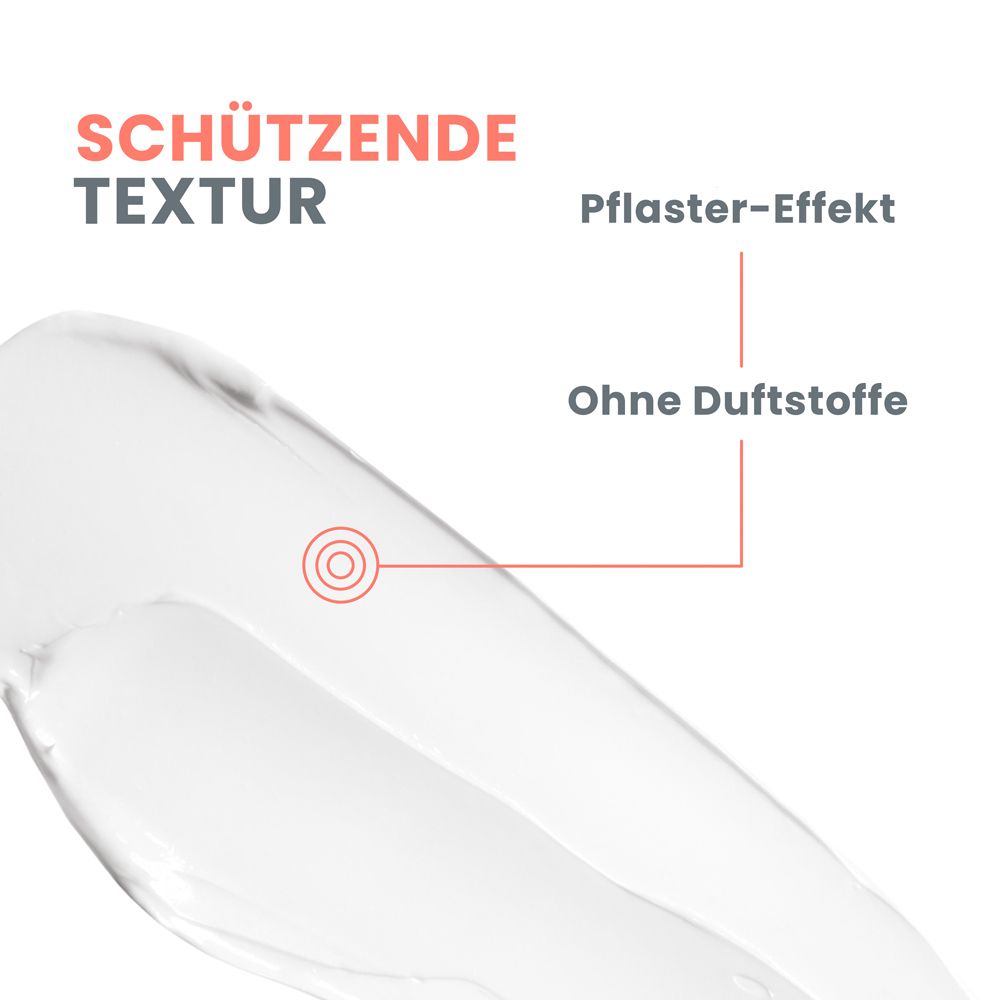 Eine Frau mit einer Hautirritation. Text: Verschrieben von Dermatologen seit über 20 Jahren.