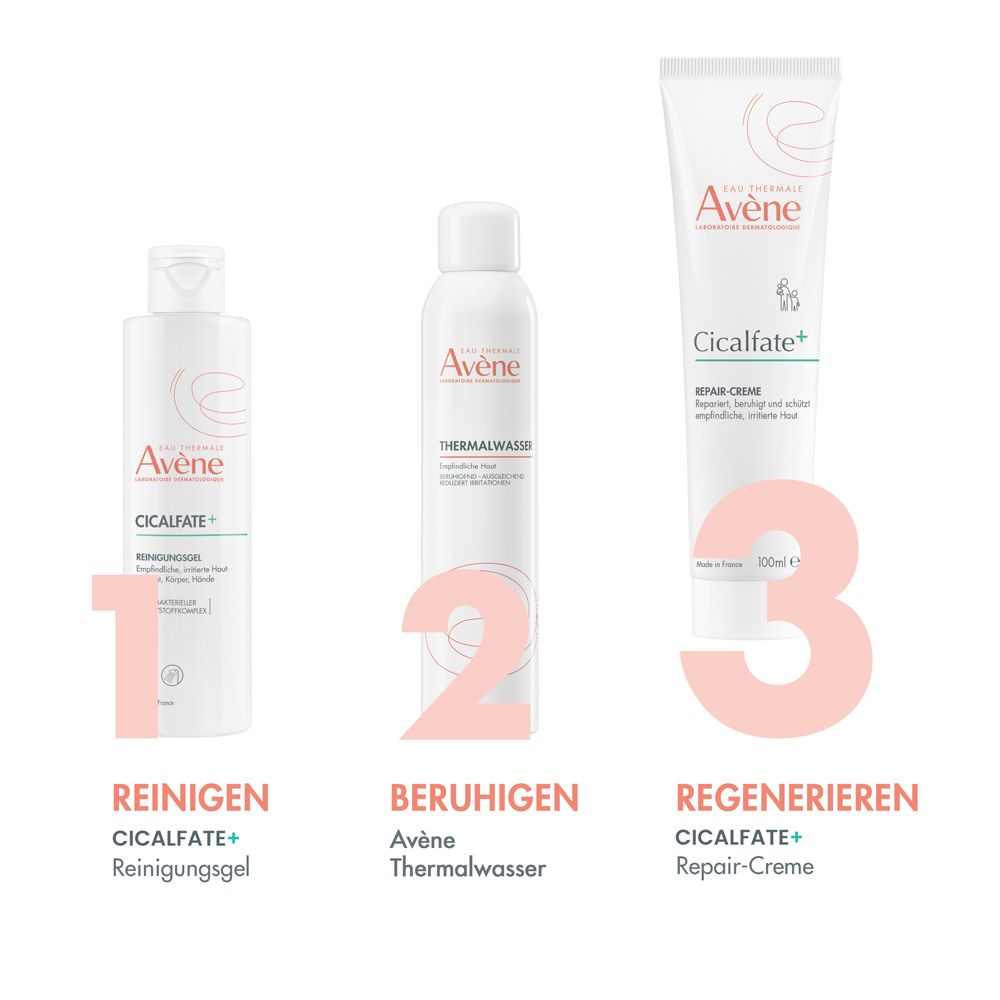 Nahaufnahme einer Creme. Text: Schützende Textur. Ohne Duftstoffe.