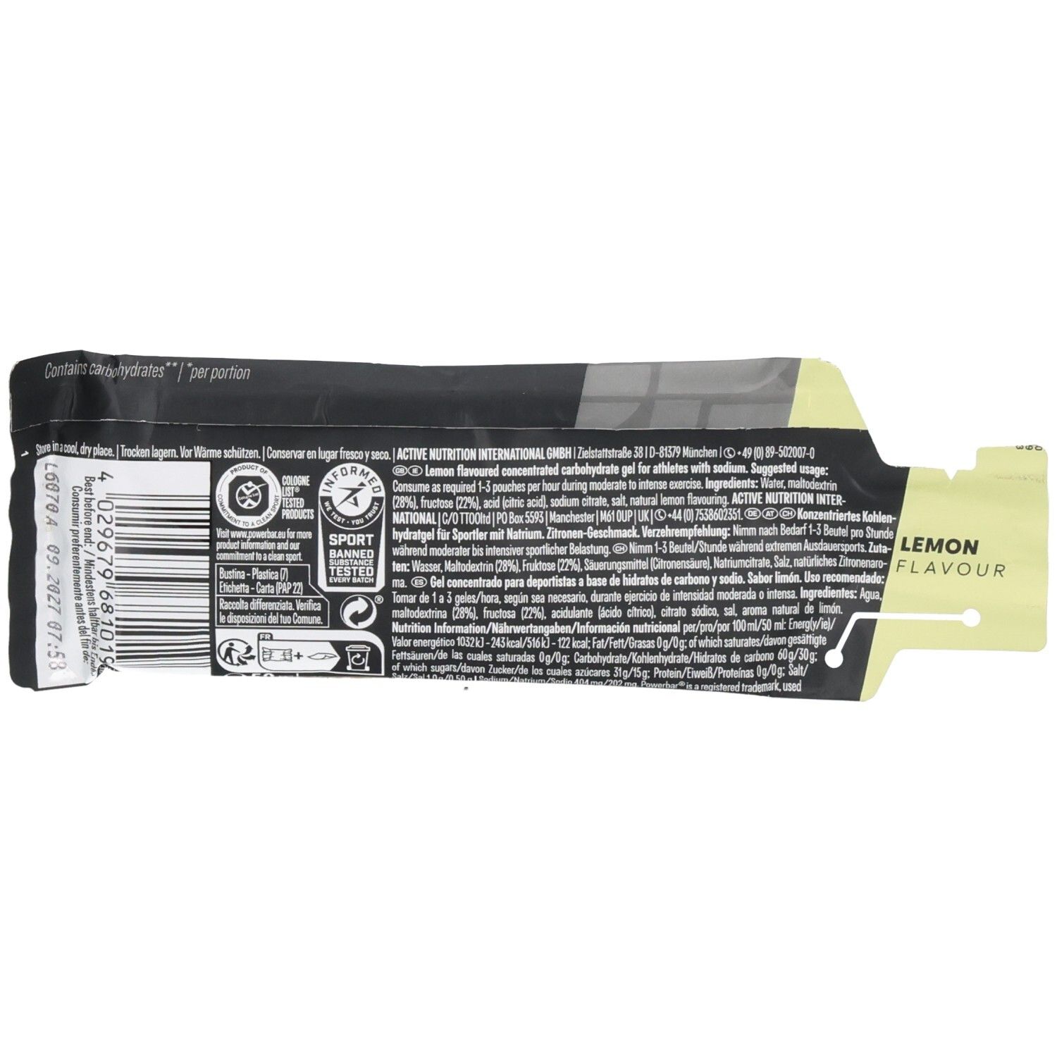 Energiegel PowerBar Fuel Gel 30 Lemon