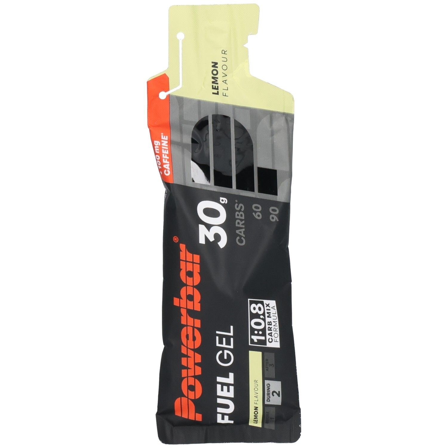 Powerbar Kohlenhydratgel Fuel 30 Gel Black Line Lemon 100mg Koffein