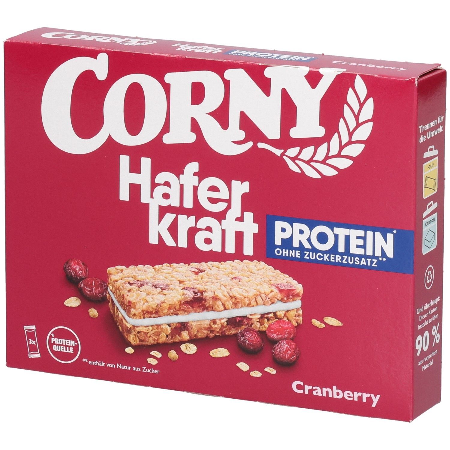 Corny Haferkraft Protein Cranberry 3x40 g Riegel