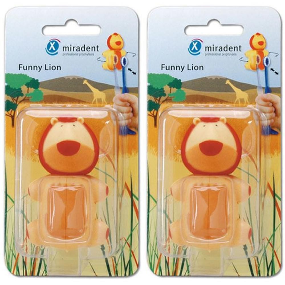 Miradent Zahnbürstenhalter Funny Löwe 2x 2x1 St