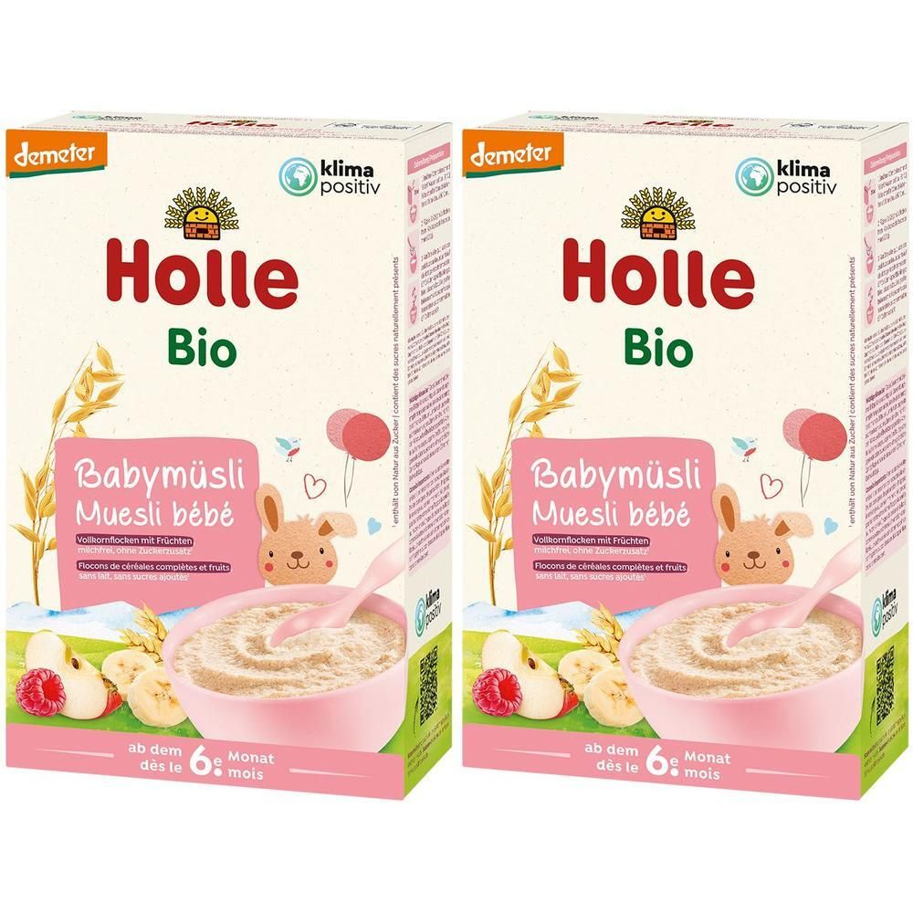 Holle Bio Babybrei Babymüsli 2x 2x250 g Brei