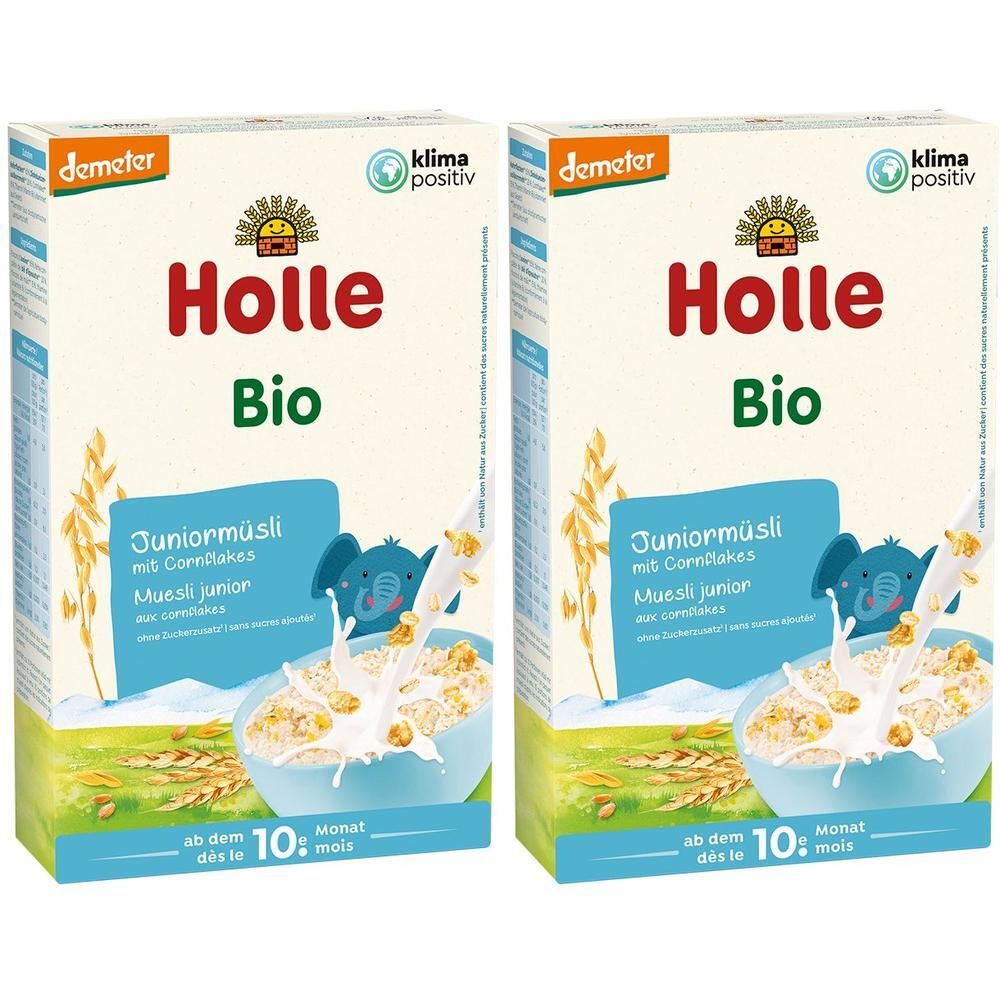Holle Bio Juniormüsli Mehrkorn mit Cornflakes 2x 2x250 g Brei