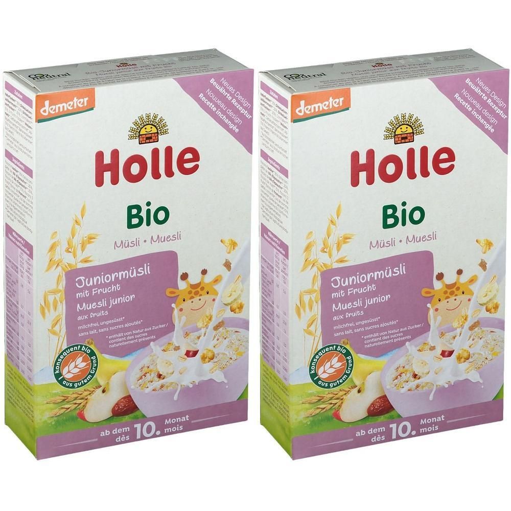 Holle Bio Juniormüsli Mehrkorn mit Frucht 2x 2x250 g Brei