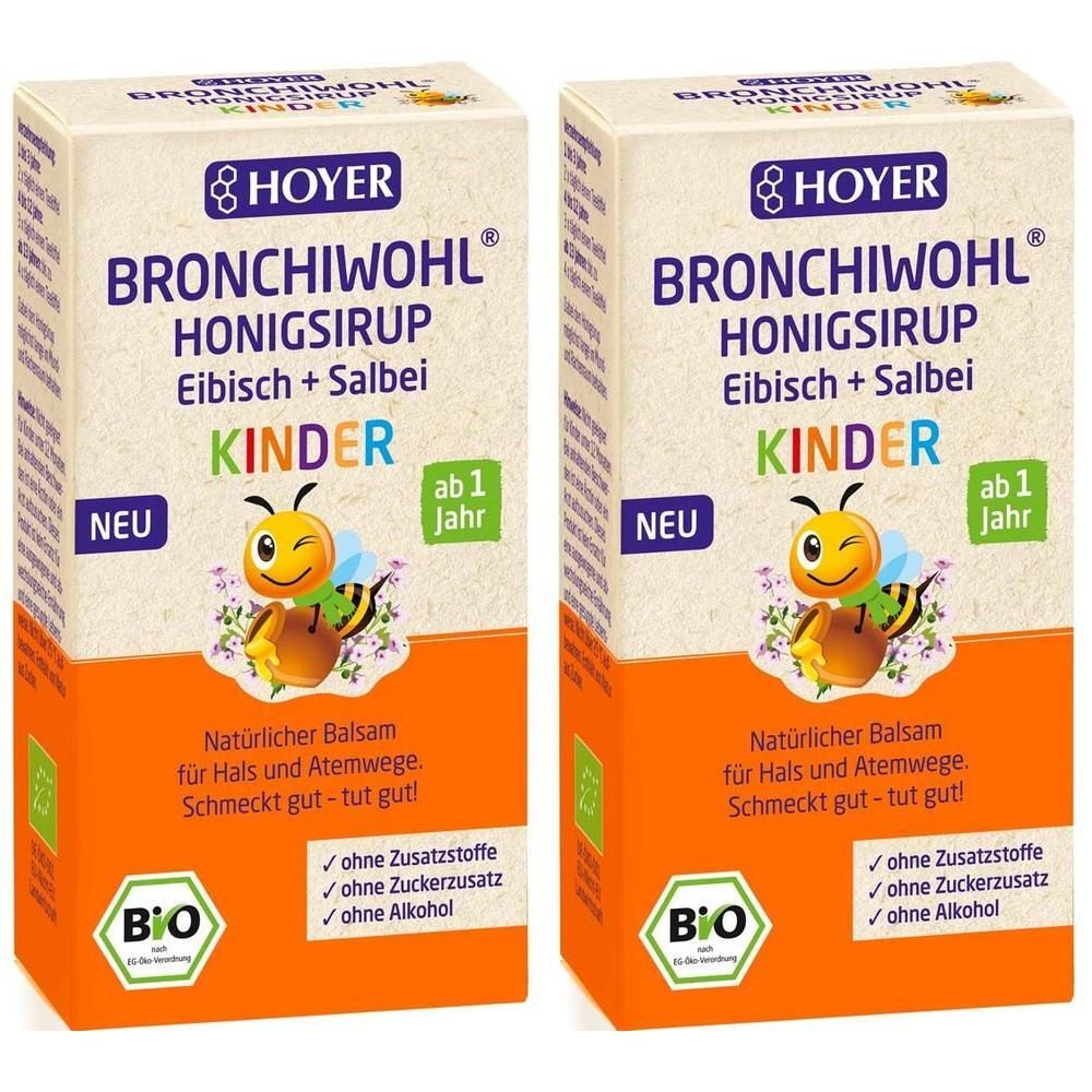 Hoyer Bronchiwohl Honigsirup Eibisch+Salbei Bio Ki 2x 2x250 g Sirup