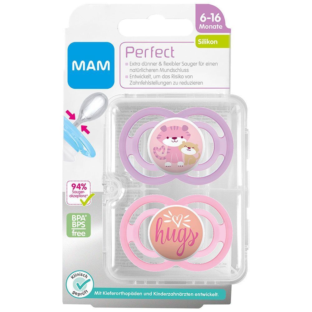 MAM Perfect Silikonschnuller 6-16 Monate (Farbe/Motiv nicht wählbar)