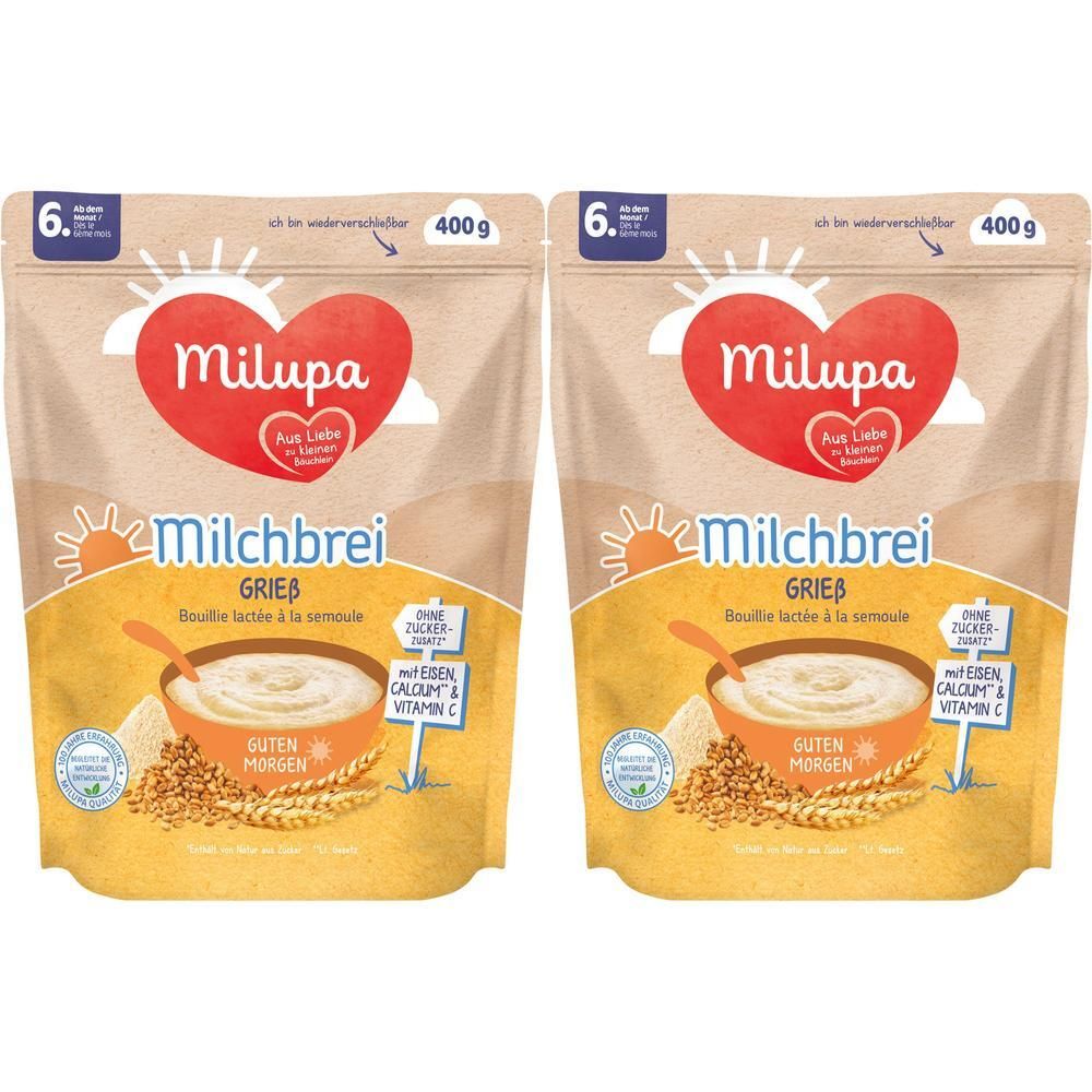 Milupa Guten Morgen Milchbrei Grießbrei 2x 2x400 g