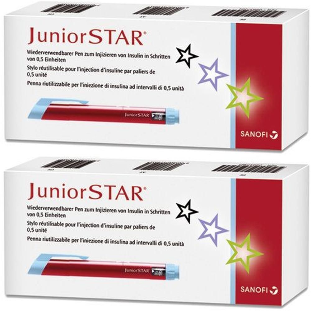 Juniorstar Injektionsgerät rot 2x 2x1 St Injektionslösung in einem Fertigpen