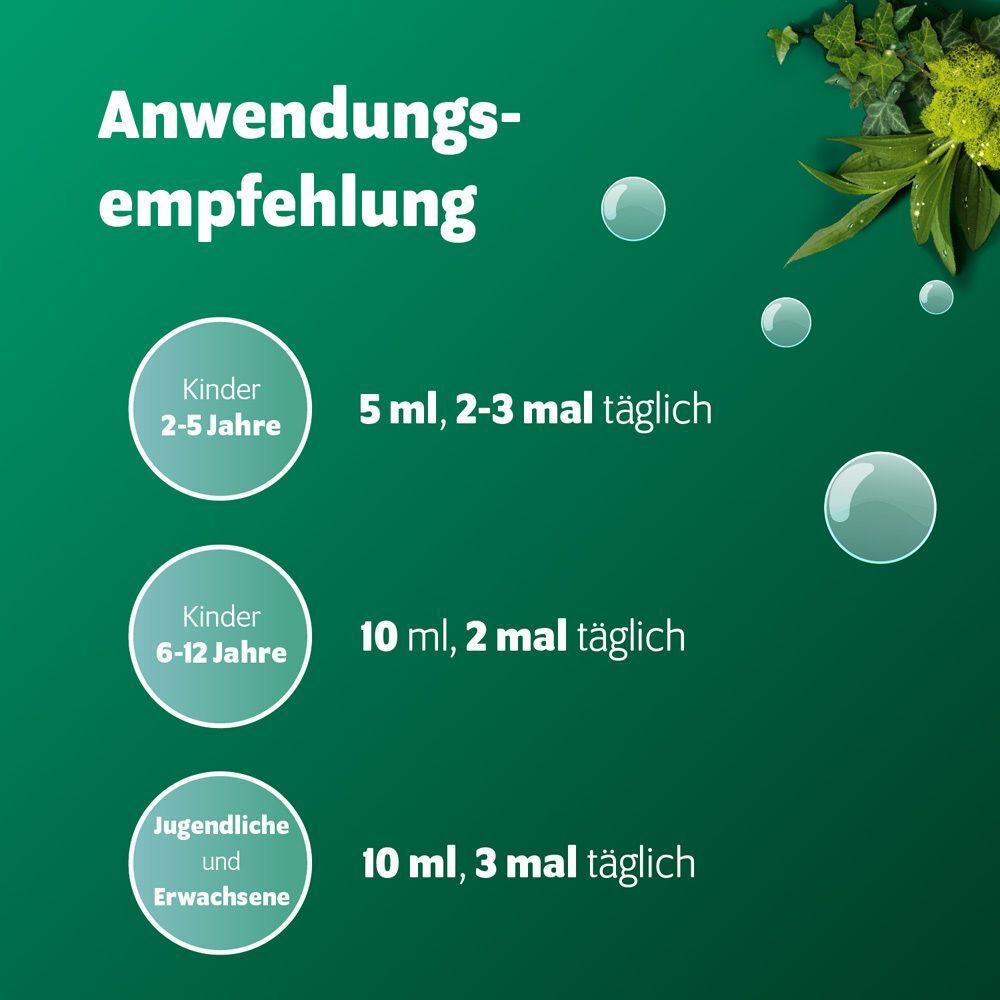 Anwendungsempfehlung Fortolino Hustensirup: Dosierung für Kinder (2-12 Jahre) und Jugendliche/Erwachsene.