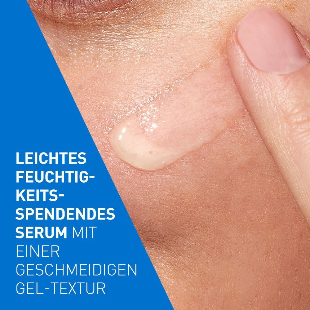 Serum auf Haut aufgetragen. Leichte, feuchtigkeitsspendende Gel-Textur.