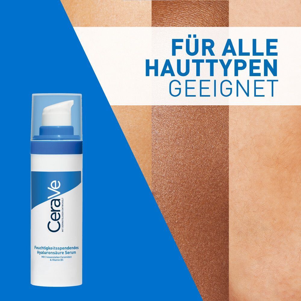 CeraVe Serum neben Hauttypen. Geeignet für alle Hauttypen.