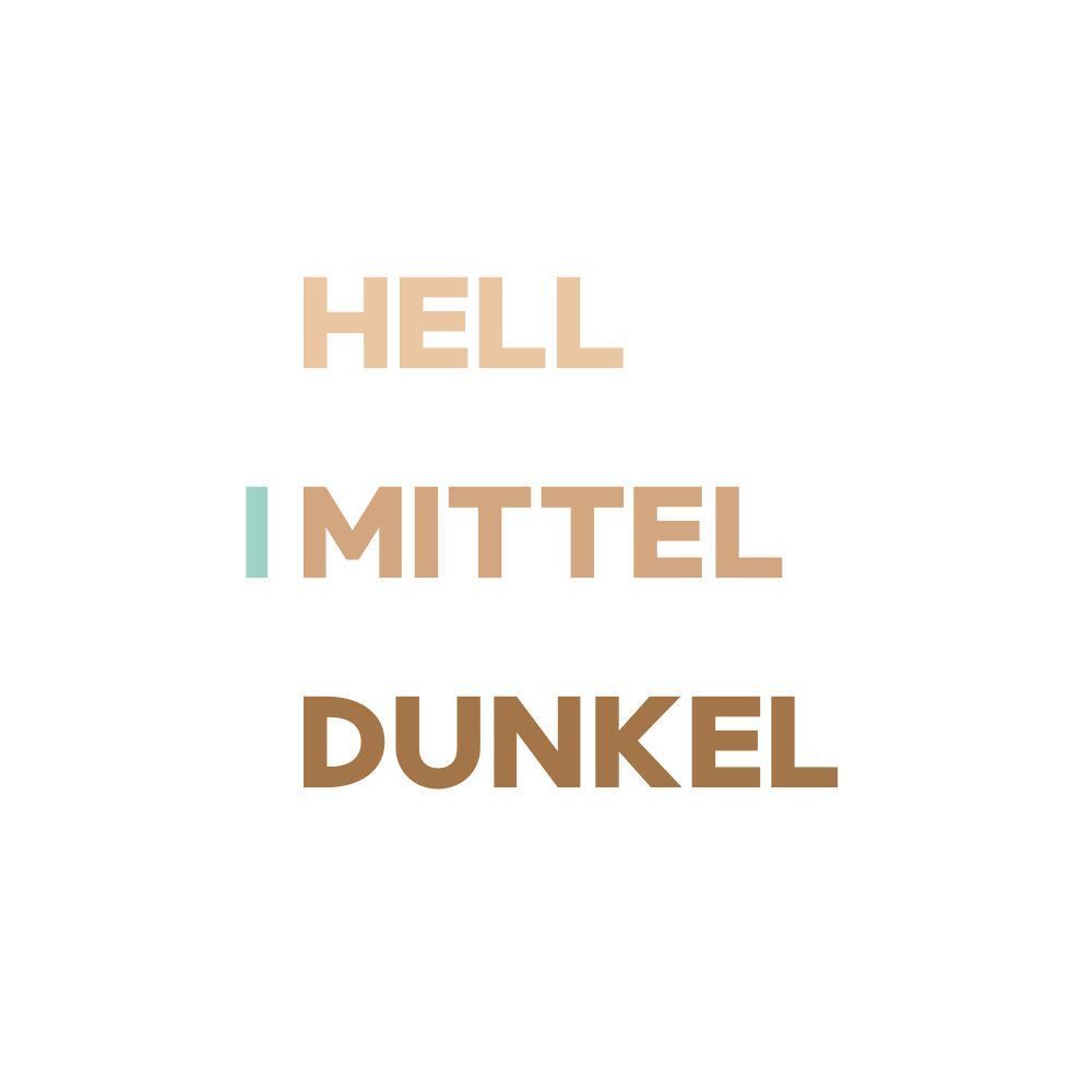 Text: Hell, Mittel, Dunkel. Farbtonauswahl.