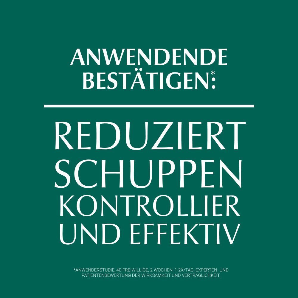 Text: Angewendende bestätigen: Reduziert Schuppen kontrollier und effektiv.