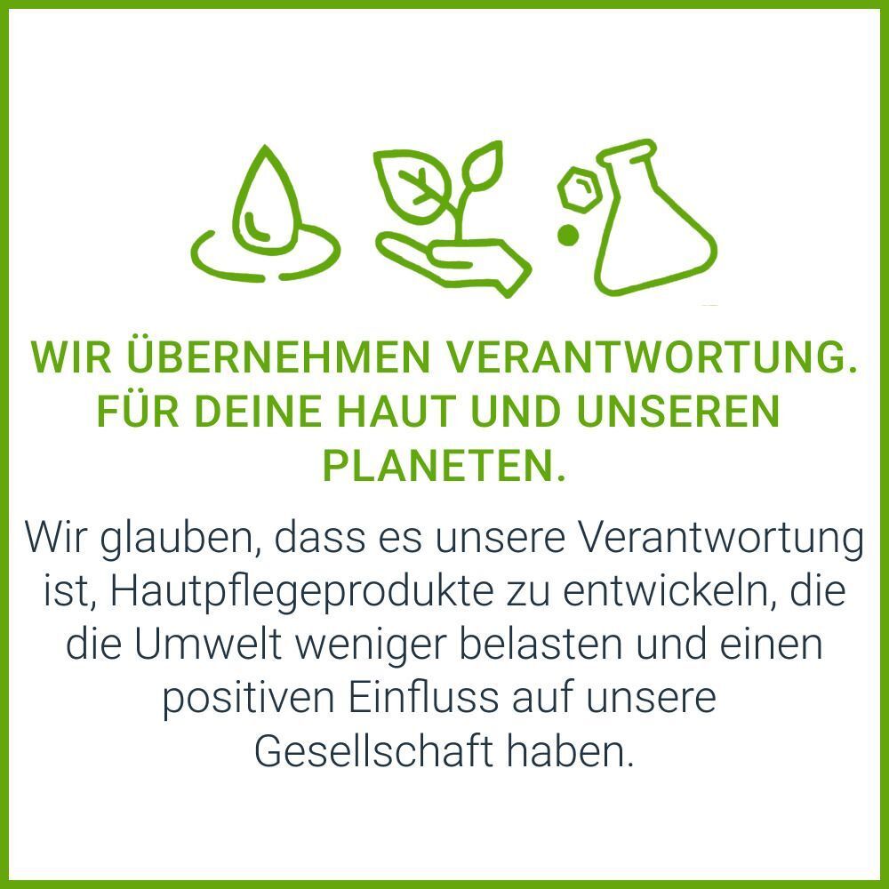 Symbol für Haut, Planet und Wissenschaft. Wir übernehmen Verantwortung für deine Haut und unseren Planeten.